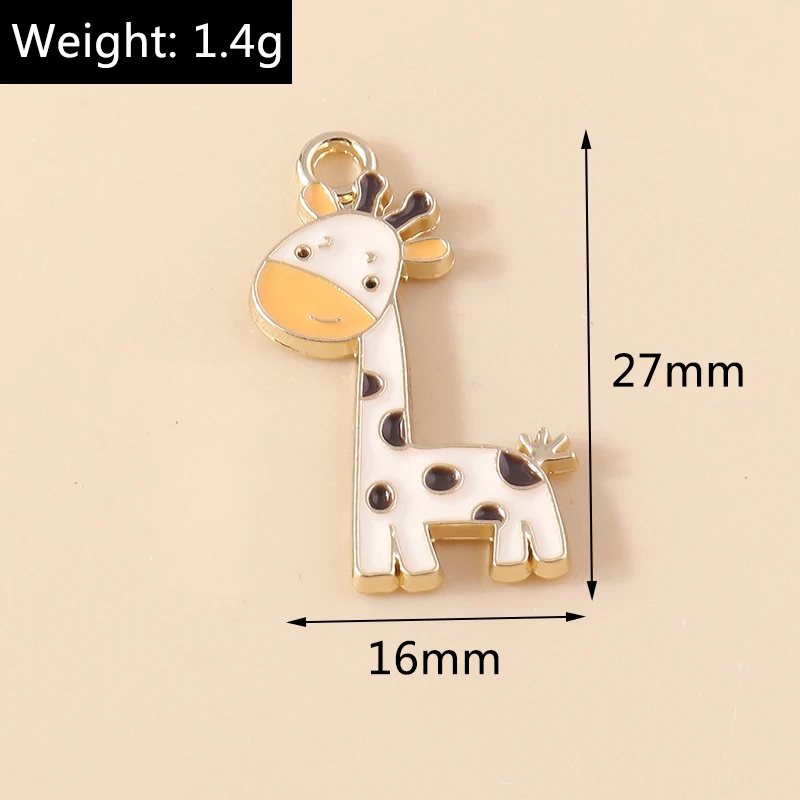 20 Stück 16x27mm Cartoon Emaille Tier Giraffen-Anhänger für Schmuckherstellung, Halsketten, Ohrringe, Armbänder, DIY-Bastelbedarf – Detail 1