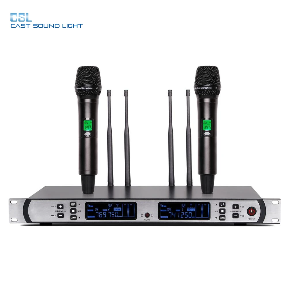 2CH True Diversity UHF Wireless Microphone Professional