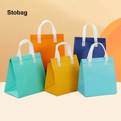 StoBag 25pcs borsa per il pranzo in tessuto Non tessuto imballaggio portatile per la consegna di bevande alimentari borsa termica per il trasporto Logo personalizzato (tassa Extra)