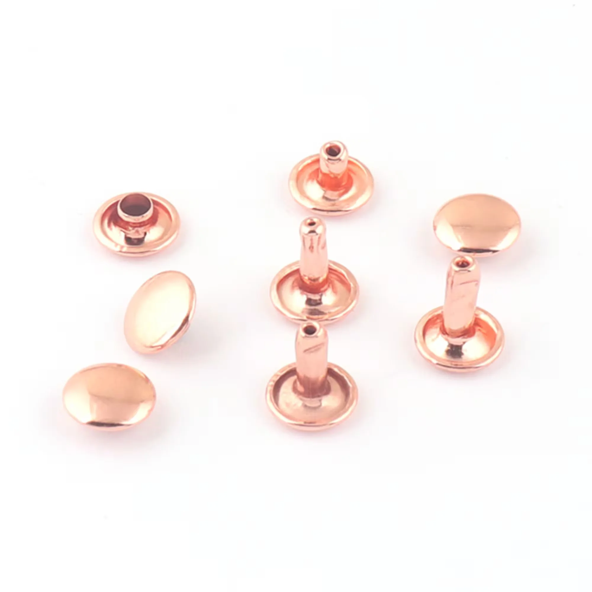 100set/lot Round Rivets,9x7,9x10,9x11,9x12 Rose Gold Double Cap Rivets Studs Leather craft,Snaps Studs Rivet Fastener Riveted