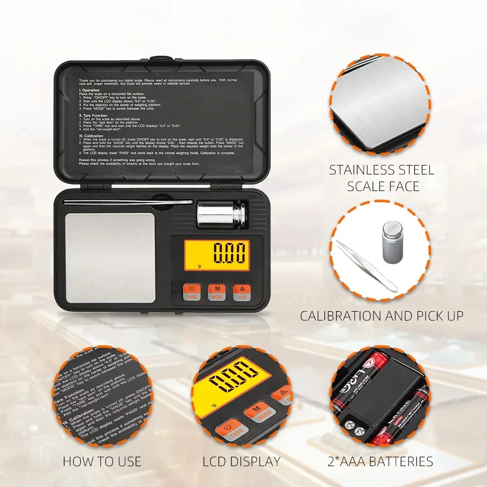 ميزان رقمي إلكتروني 0.001 جرام، ميزان صغير محمول، جيب دقيق، مجوهرات ذهبية، قيراط، موازين ماسية، وزن مليغرام #6