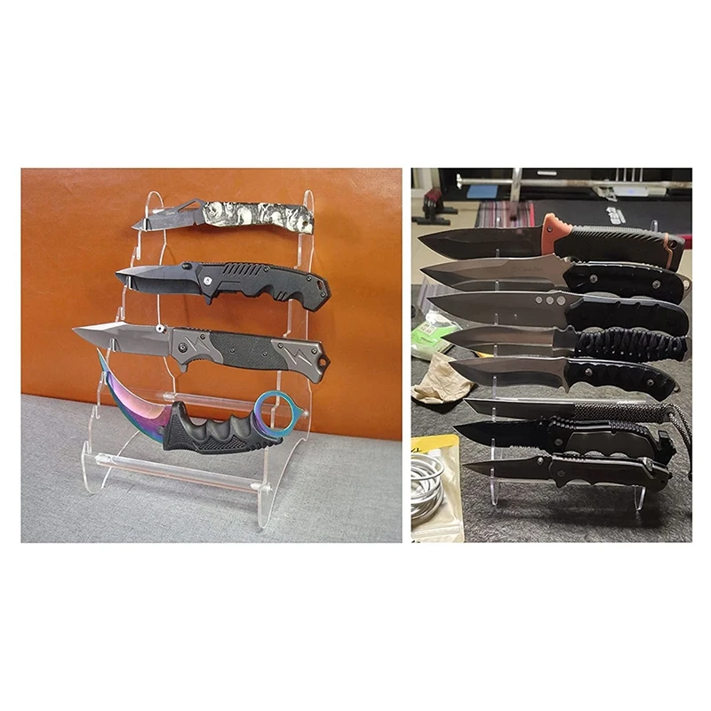 حوامل عرض سكين أكريليك شديدة التحمل، حامل سكاكين الجيب، رف سكاكين النجاة للصيد، قطعة واحدة (ثمانية طبقات)