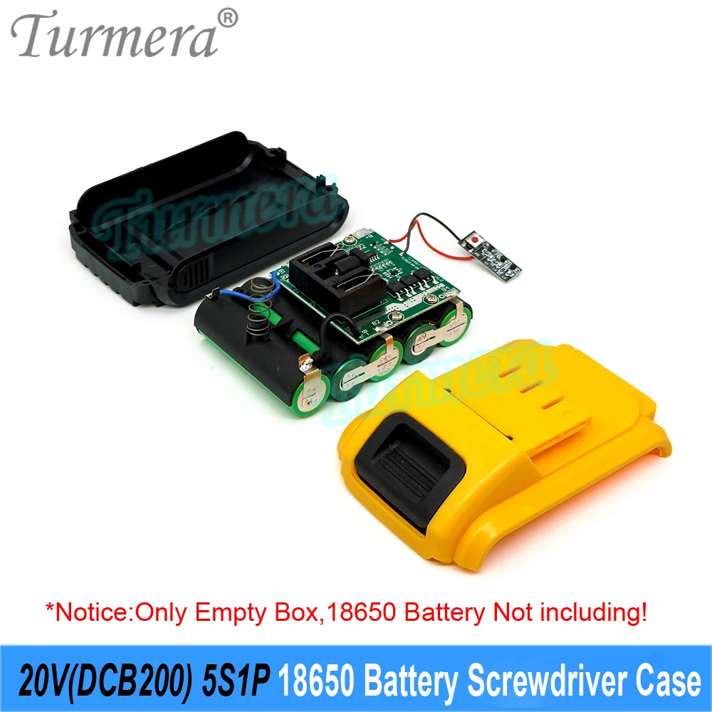 Turmera 20V Max DCB-Series 5X 10X 18650 Battery Case with 5S 50A BMS Welding Nickel for Replace De walt Cordless Tools Batteries