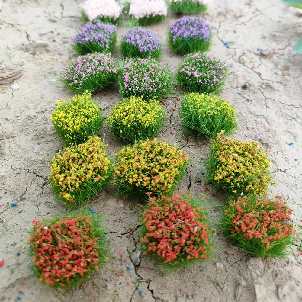 Wide 28MM Static Big Grass Cluster Flower Model Kits Mini Plants Materials Garden Building Street Layout Diorama Accessoy 3Pcs