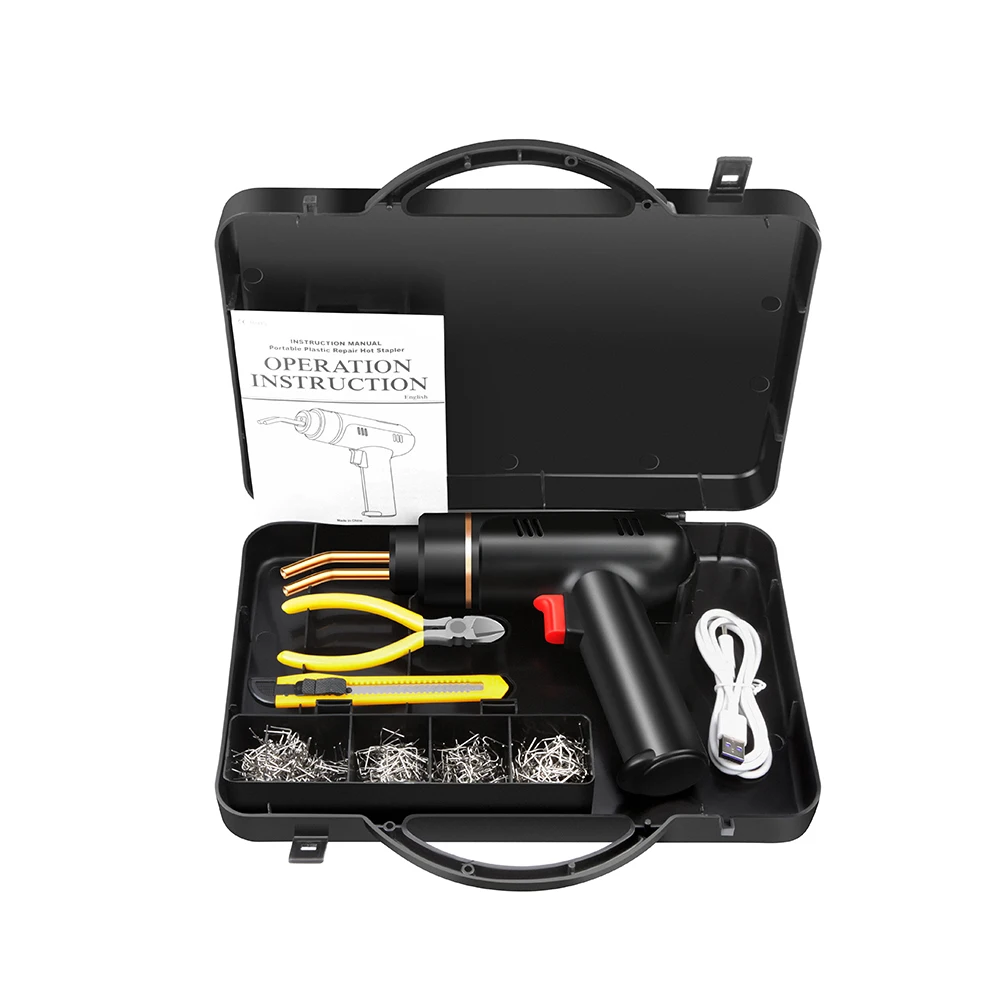 Cordless Plastic Welding Gun Kit 200W Rechargeable 200Pcs Staples Fast Heat Multipurpose Crack Repair Tools Kit