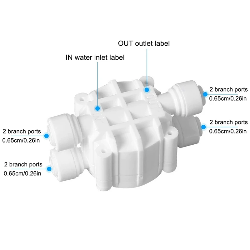 4-Way RO Auto Shut-Off Valve Switch 1/4 Inch Water Purifier Reverse Osmosis Quick Connect Fitting Straight Drink Machine
