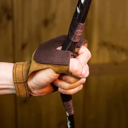 Medieval Renaissance Archery Vambrace Gauntlet Shooting Glove Leather Finger Guard Arrow Bow Hunting Recurve Support Protector