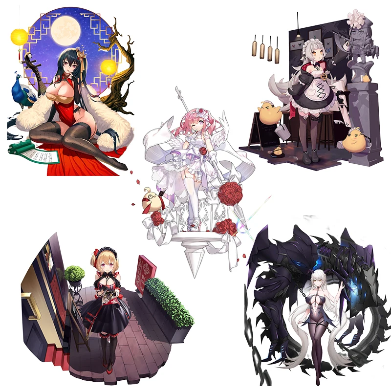 ثلاثة راتلز QCYX6 Azur Lane رائعة أنيمي فتاة شخصية ملصقات جدار سيارة الشارات مقاوم للماء ذاتية اللصق