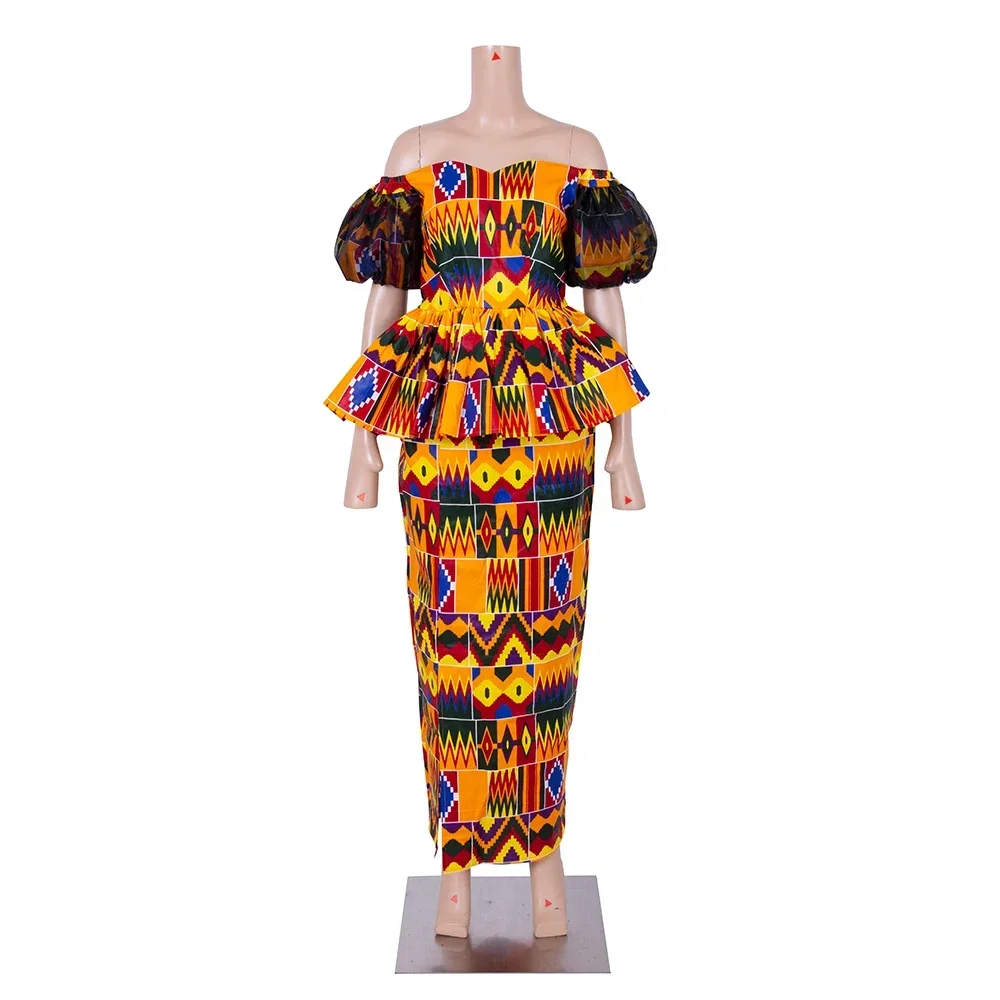 2 Pieces Set African Outfits for Women African Print Off Shoulder Tops and Long Skirts Women African Clothes 5XL 6XL WY8555