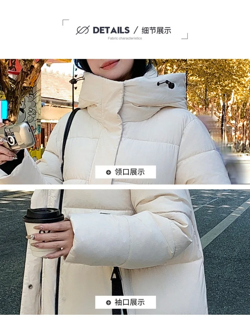 2026 Fashion Down Winter Cotton-padded Jacket Men Women Couple Clothes Long Parkas Thicken Warm Tops Hooded Overcoat Loose Coats