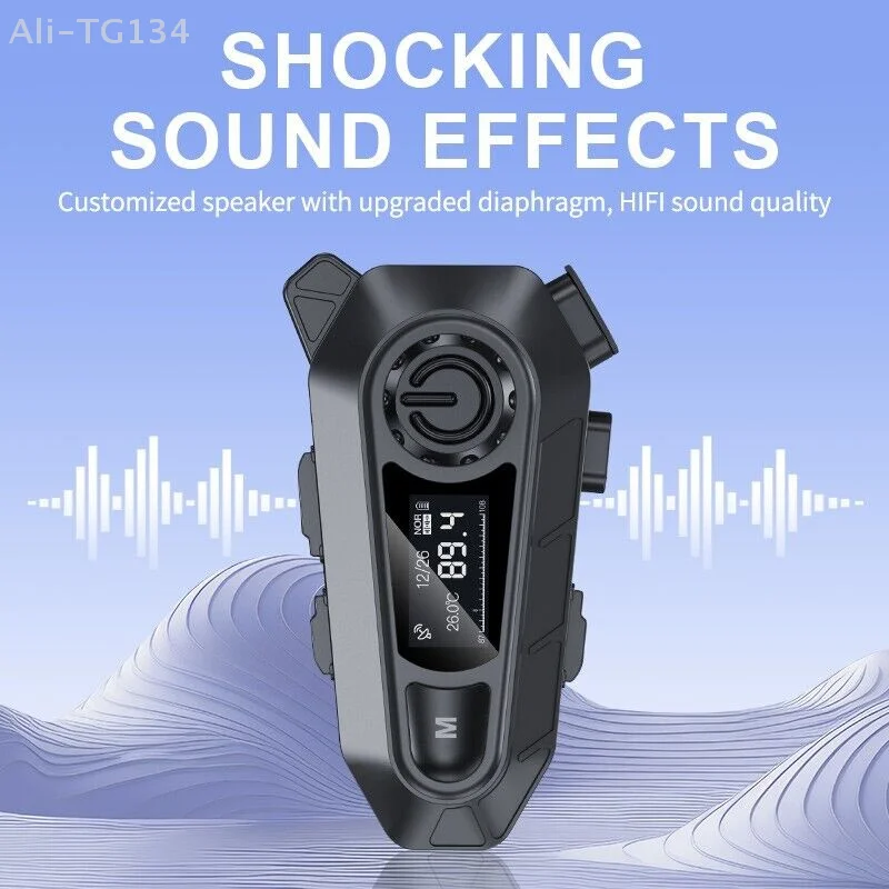 

Wireless Motorcycle Helmet Headset BT 5.4 Waterproof Handfree Call Moto Headphone with FM Radio And Large LED Display for Rider