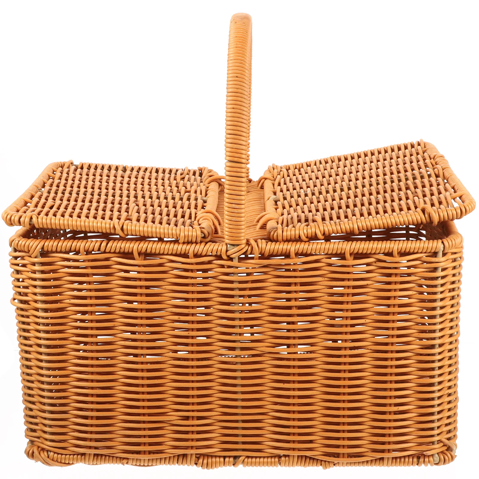 

Weaving Basket Snack Travel Container Picnic with Lid Wear-resistant Storage Child Woven Hamper