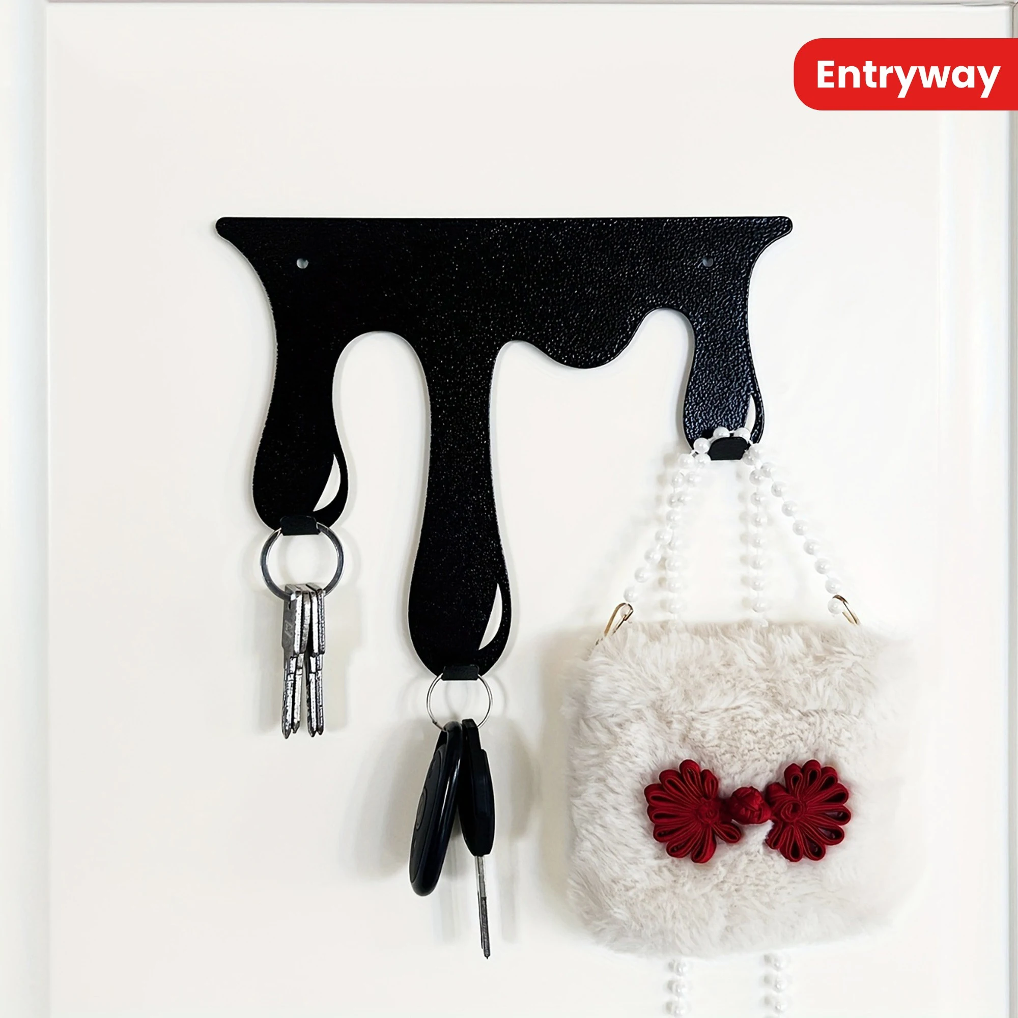 2D Mounted Coat & Towel Rack, Contemporary Home Decor, Perfect For Entryway & Bathroom Water Drop Design Metal Key Hook