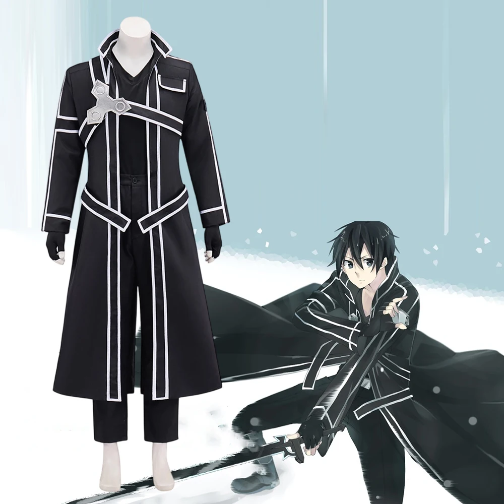 

Казуто Киригая Косплей Аниме Костюм Мужская Панк Черная Униформа Костюм Маскировка Убийца Хэллоуин Карнавал Вечеринка Кирито Уличная Одежда