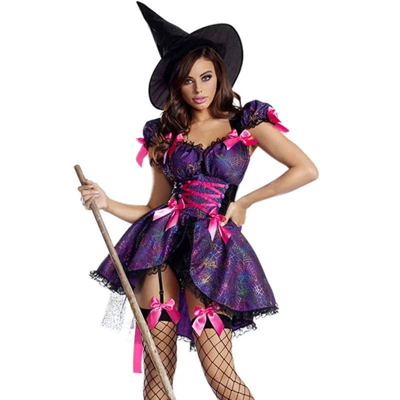 Multiple Witch For Woman Costume Carnival Halloween Cute Magic Sorceress Playsuit Cosplay Fancy Party Dress RZ464