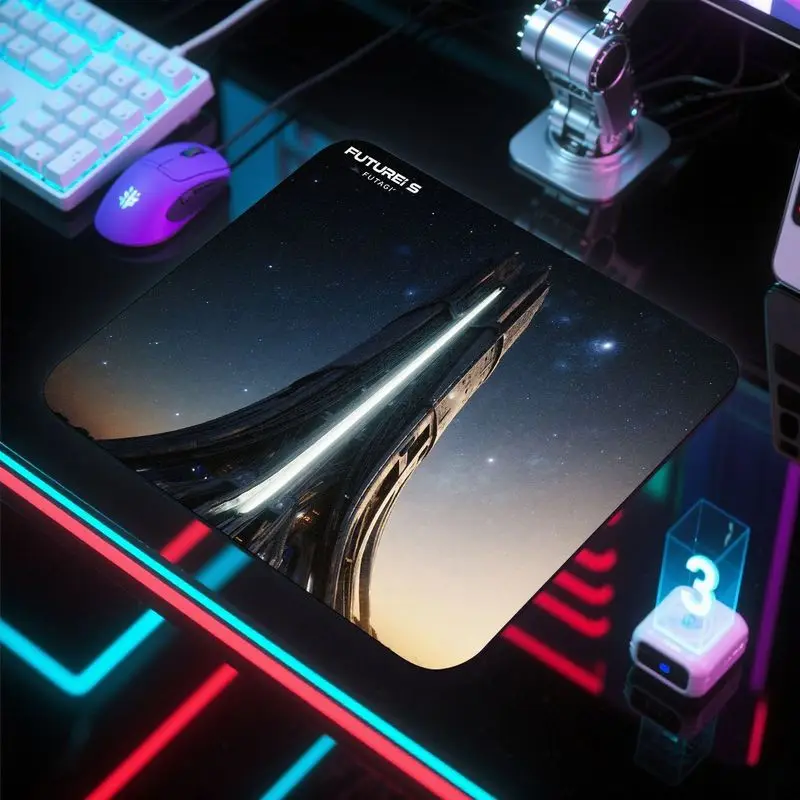 لوحة ماوس محطة الفضاء المستقبلية، قاعدة غير قابلة للانزلاق، طباعة عالية الدقة، مثالية للألعاب والاستخدام المكتبي، 26 سم × 21 سم