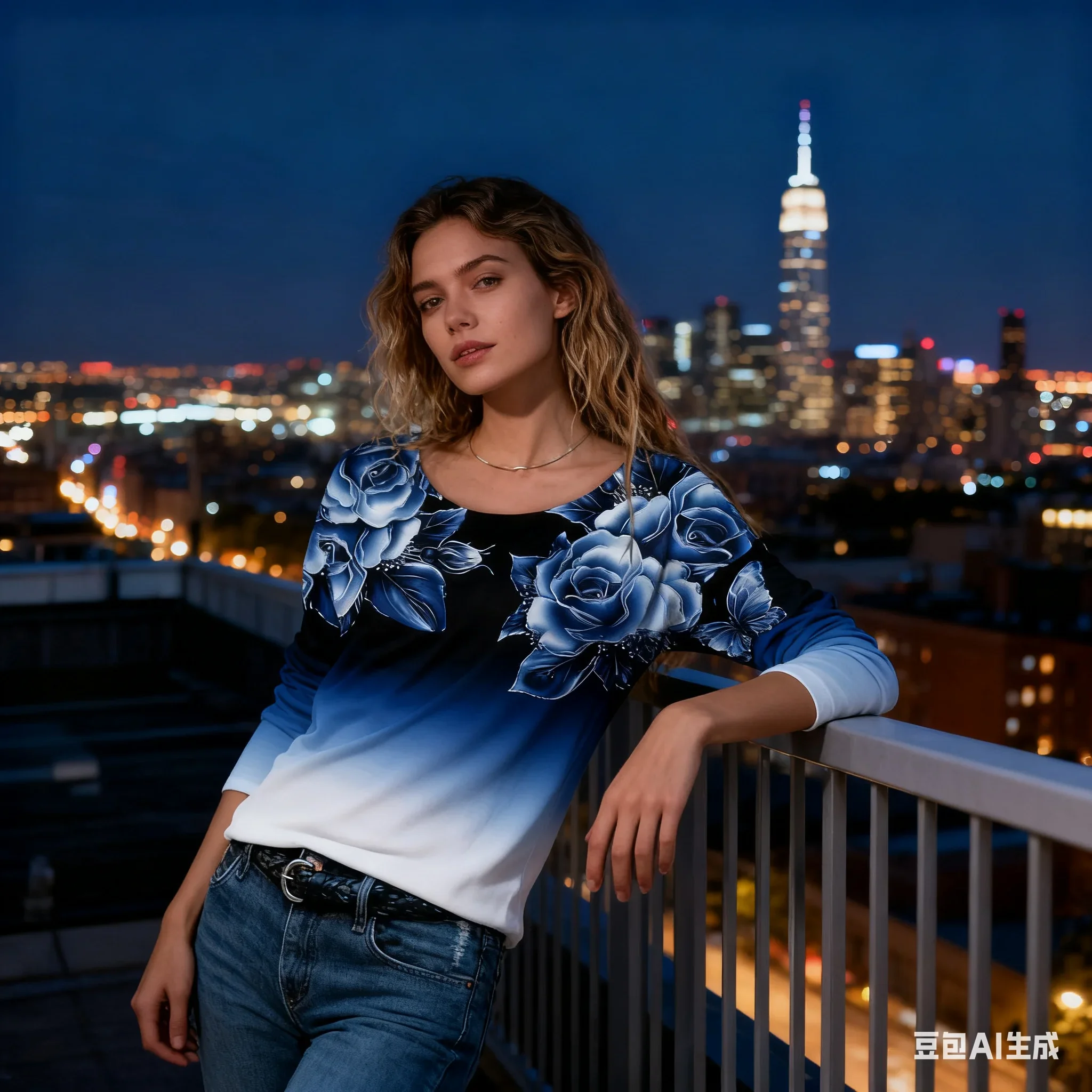 بلوزة نسائية بأكمام طويلة ورقبة دائرية متدرجة وطبعة زهور، بلوفر كاجوال فضفاض مناسب للارتداء اليومي وملابس نادي العطلات والعطلات #1