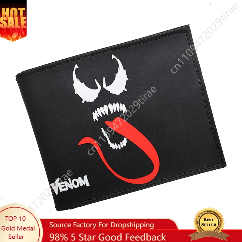 Comics Hero Venom Wallet PVC Short Pures with Coin Purse Cosplay Accessories