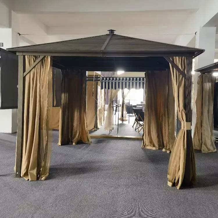Manufacturer High Quality Outdoor Garden Backyard Hardtop Iron 3x3 Gazebo LED Light