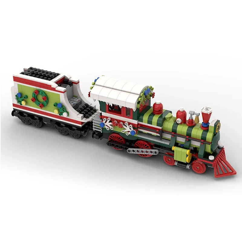 Moc Building Blocks The Christmas Locomotive Model Technology Bricks DIY Construction Train Assembly Toy For Holiday Gifts