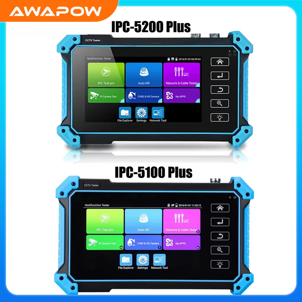 

Тестер камеры видеонаблюдения Awapow IPC-5100 5200 Plus 5,4 дюйма 8MP AHD CVI TVI CVBS IP-камера 4K HD-дисплей Видеомонитор IPS Touch Scree