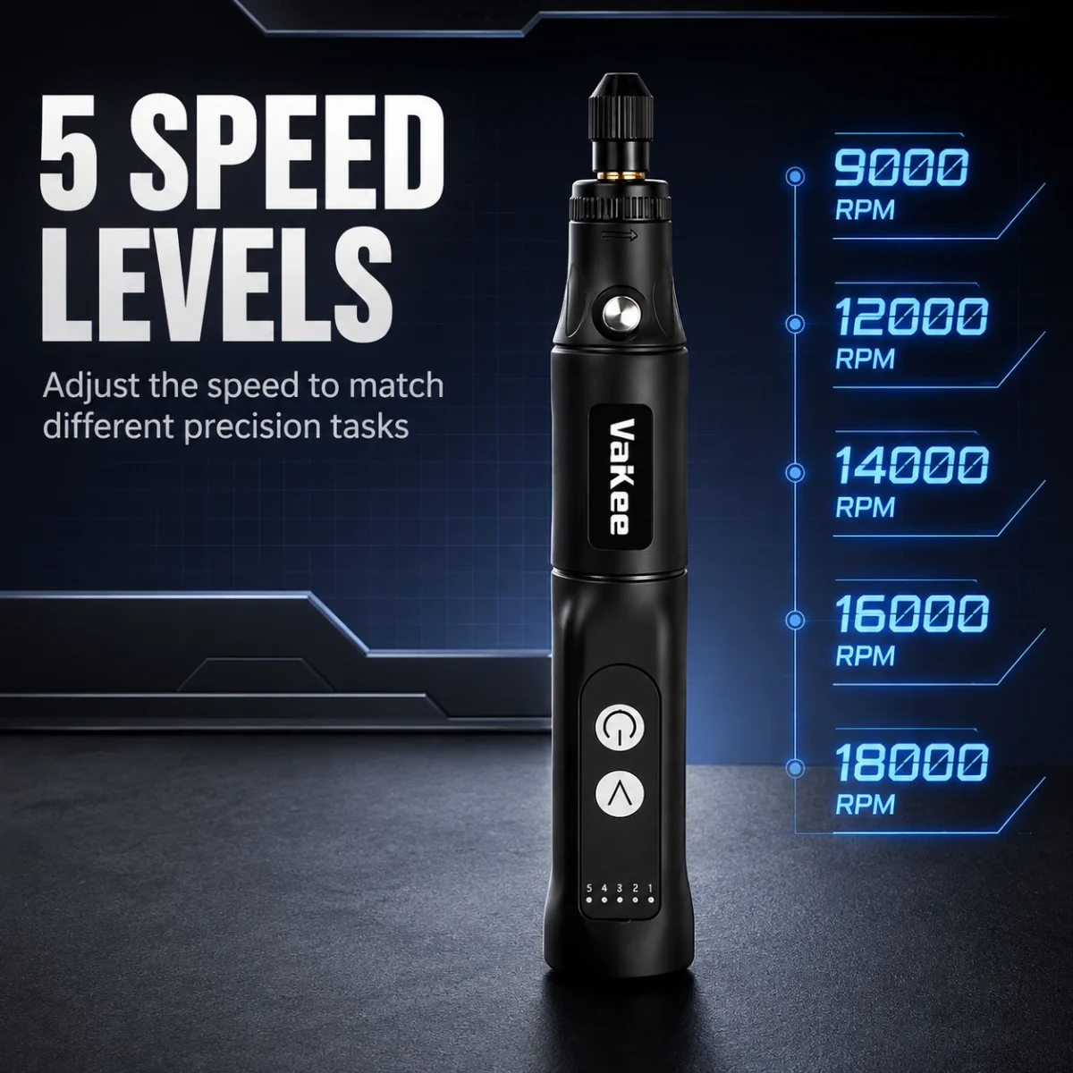 Rechargeable Electric Grinding Pen 5 Speeds 9000-18000RPM Cordless Mini Engraving Polishing Drill Rotary Tool For Jewelry Metal image 2