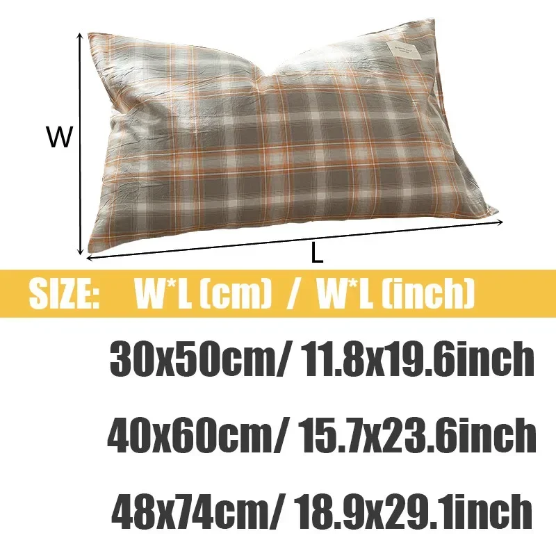 Simple Sleep Pillowcase Three Sizes Coffee Grid Cotton Pillowcase Special Wrinkle Craft Super Soft Washable Cotton Summer Fall