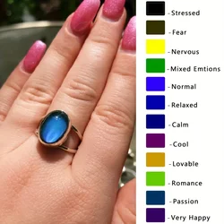 1pc Color Changing Moon Stone Ring - Fashionable Jewelry Gift For Women Girls, Emits Positive Vibes And Enhances Mood