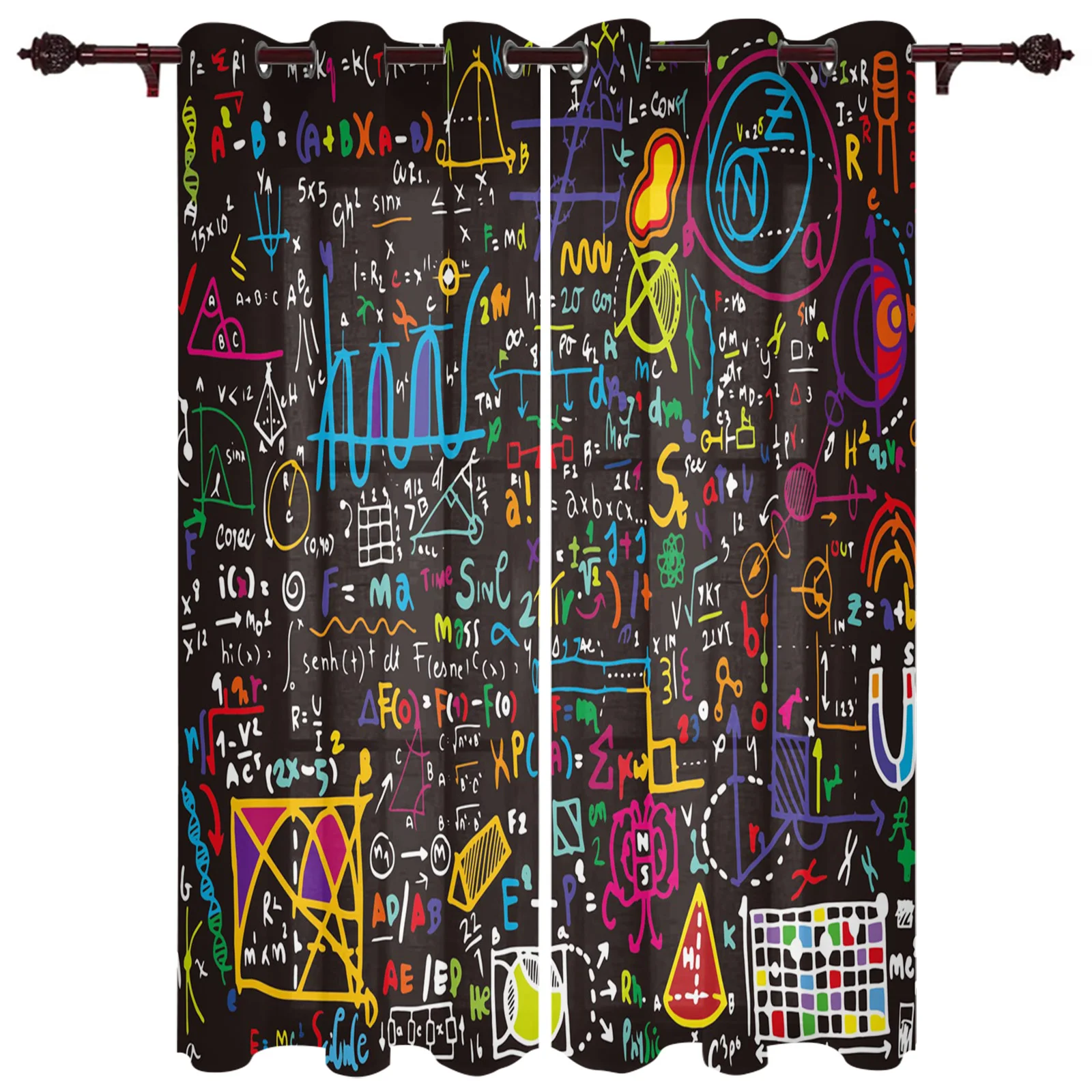 Mathematics Physics Formula Window Curtains for Living Room Luxury Bedroom Kitchen Window Treatments Curtains