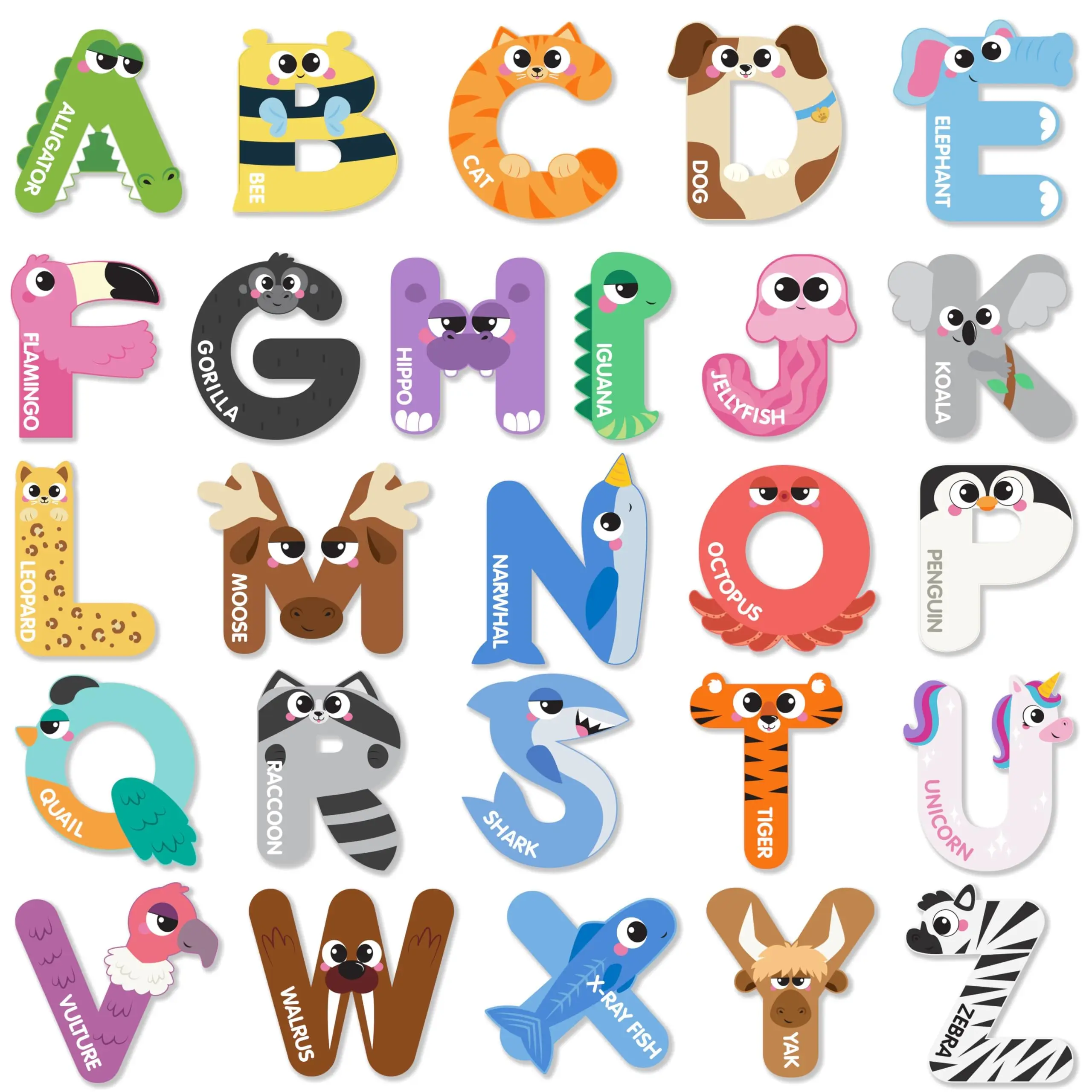 

Magnetic Letters, 26 Animal Alphabet Magnets, Fun Preschool Learning Toy, Large Fridge Magnets for Spelling Games, Ideal Educati