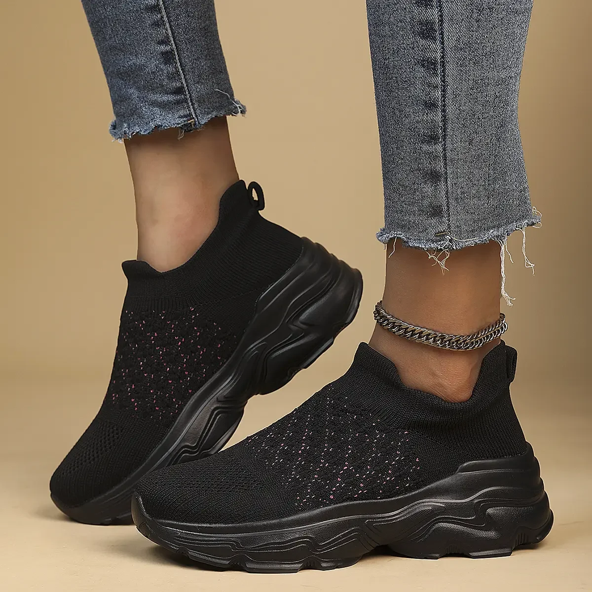 Women Breathable Sneakers Running Shoes Fitness Sports shoes Casual Sportwear Walking shoesOne pedal light socks and shoes