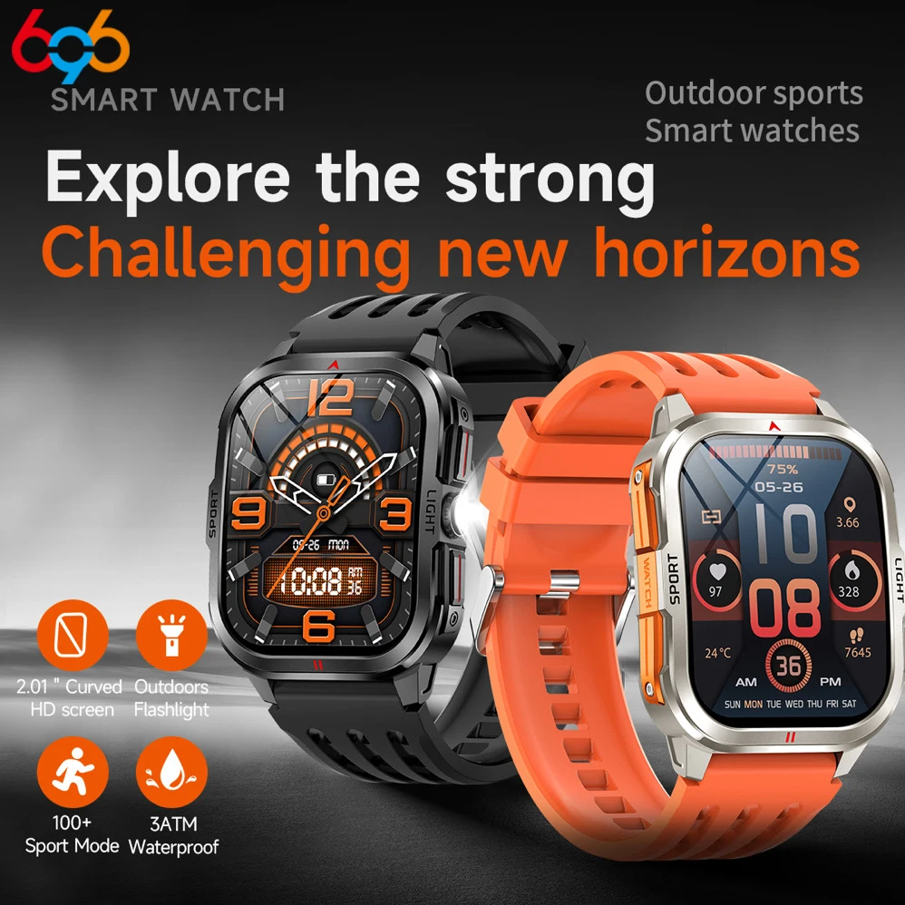 

Outdoor Sports Fitness Smartwatches Men One Click Answer Large HD Curved Screen Smart Watch Waterproof Flashlight Wireless Call