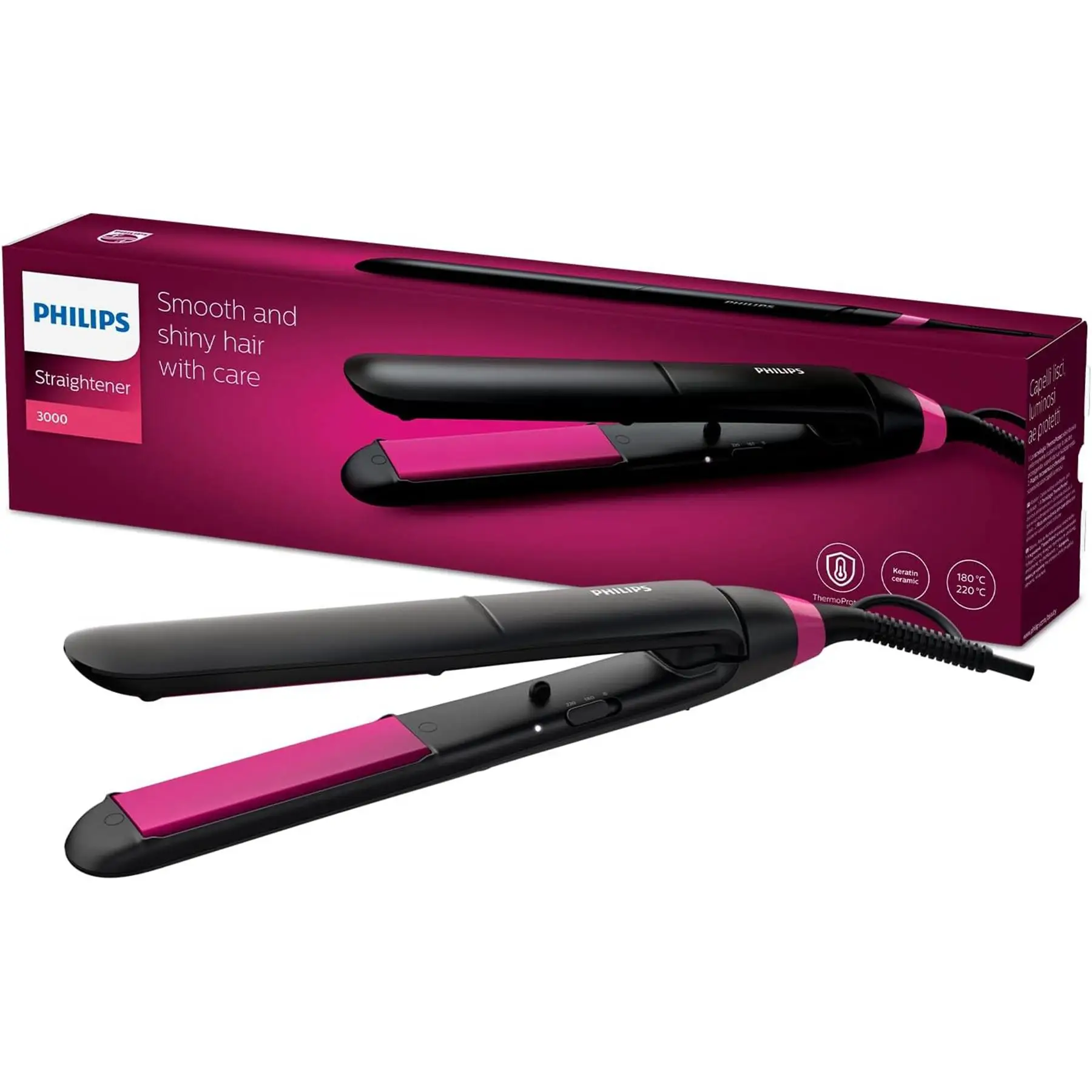 PHILIPS BHS375 / 00 Essentia Plancha para el pelo, tecnología ThermoProtect