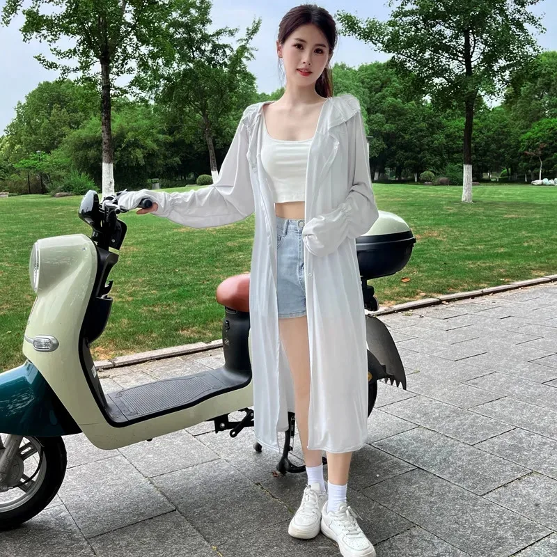 

2024 Summer New Sunscreens Jacket Female Electric Car Sun Protection Clothing Coat Women Long Breathable UV Protection Outerwear