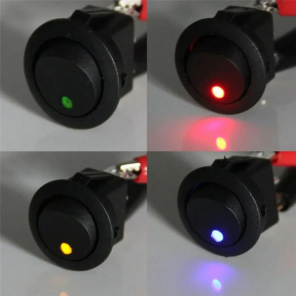 

Plastic Switches Rocker Black Round Rocker SPST 2 Poles Design chassis lights 3 Pins 4Pc DC12V LED Light Toggle