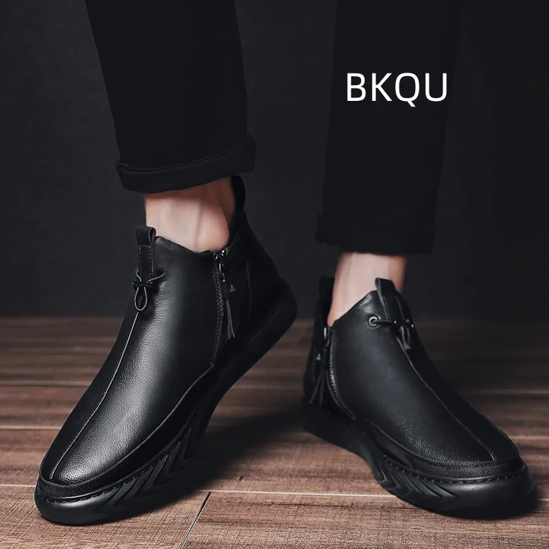 Low Cut Boots for Men Round Toe Comfortable Fashion Breathable Wear-Resistant Outdoor Casual Platform Shoes Spring Autumn Main