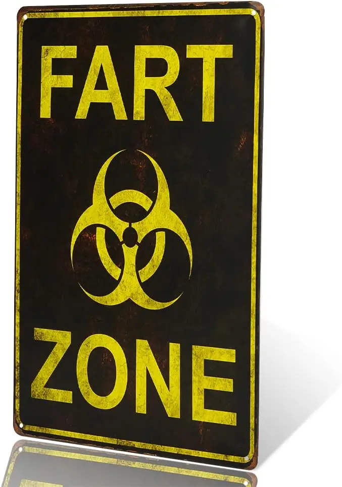 dingleiever-Warning Fart Zone Novelty metal sign Bar Garage Restaurant Cafe Home wall decoration