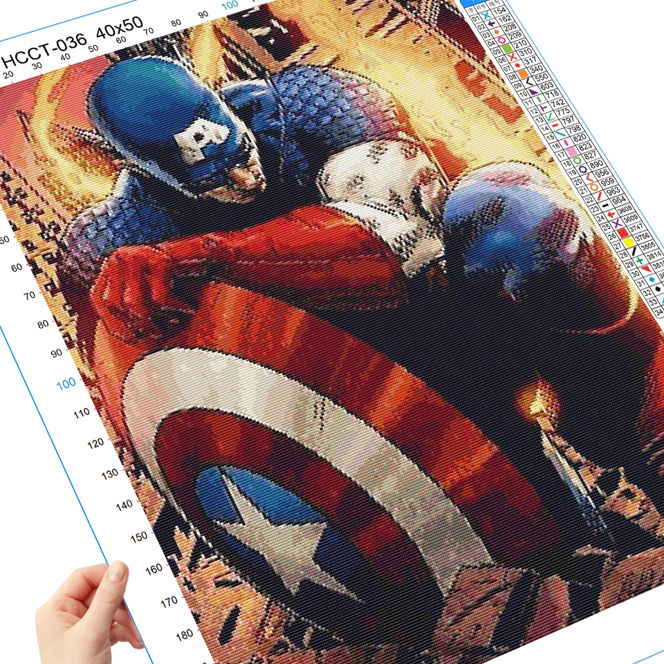 Disney Cross Stitch Captain America Embroidery Supplies Cartoon Needlework Marvel Animation White Canvas 11ct 14ct Handmade