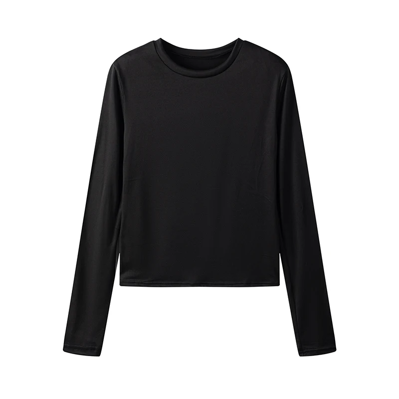 Europäisches und Amerikanisches Damen-Freizeitshirt mit Langen Ärmeln für Frühling und Herbst, Einfarbiges Slim-Fit Pullover-T-Shirt für Damen – Detail 12