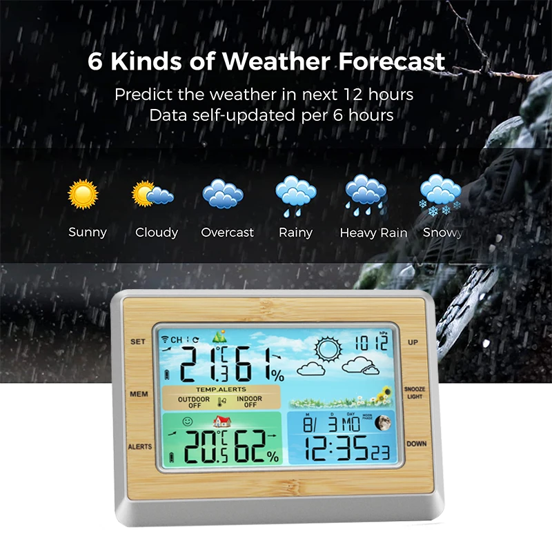 Thermometer Weather Station Wireless Indoor Outdoor Waterproof Sensor Hygrometer Alarm Clock Remote Sensor Home Weather Monitor