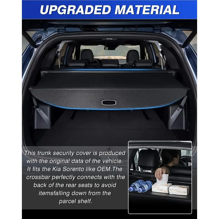 مع كيا سورينتو غطاء البضائع 2025 2024 2023 2022 2021 سورينتو غطاء صندوق السيارة قابل للسحب الأمن درع الظل غطاء ألياف الكربون T #6