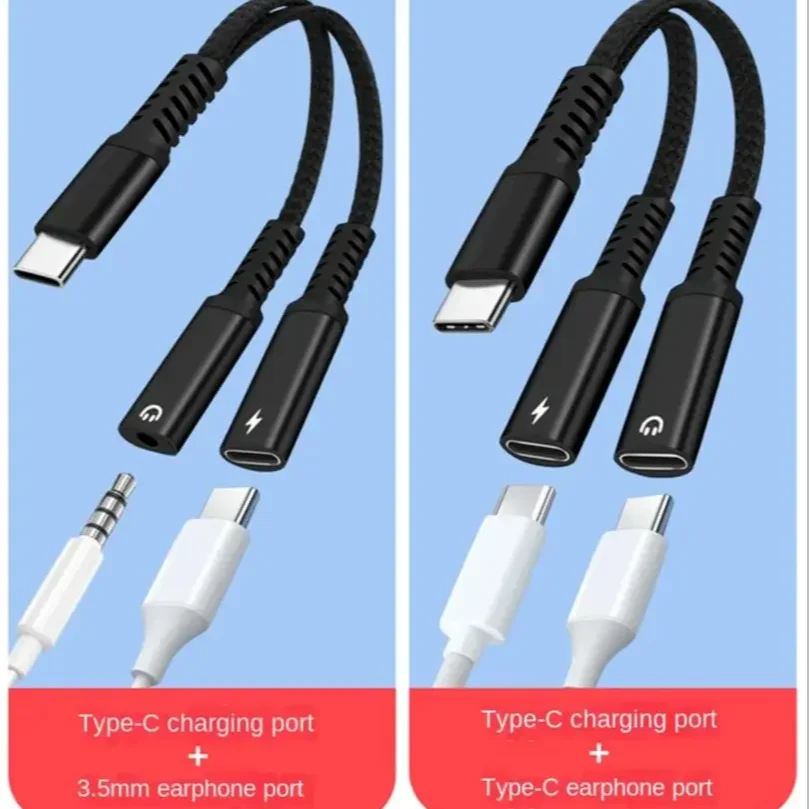 

USB C Adapter 2 in 1 Type C to 3.5 Earphone Adapter Audio Type-c to Earphone For Samsung Jack AUX USB C 3.5 USBC 3.5mm