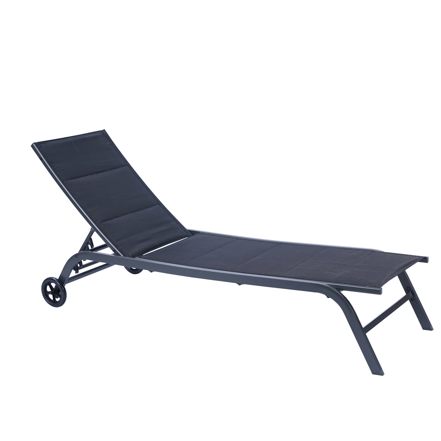 

Outdoor Patio Chaise Lounge Chair, Five-Position Adjustable Metal Recliner, All Weather For Patio,Beach,Yard, Pool