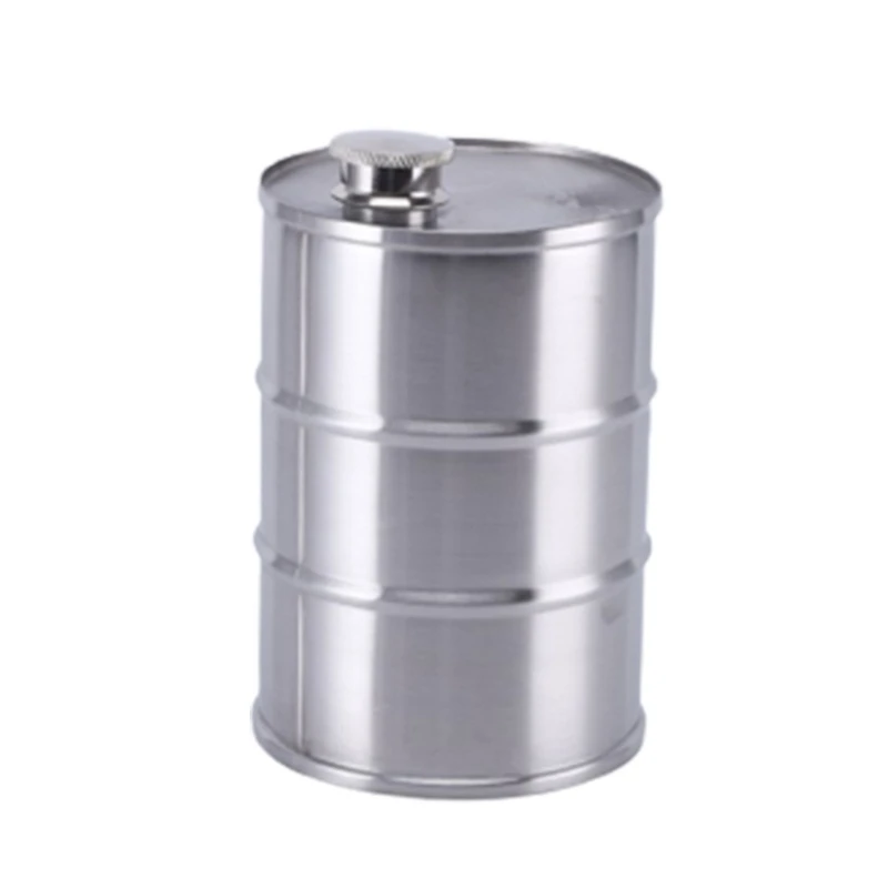 750ML Barrel Shaped Wine Flasks Stainless-Steel Hip Flask Pocket Beer Container