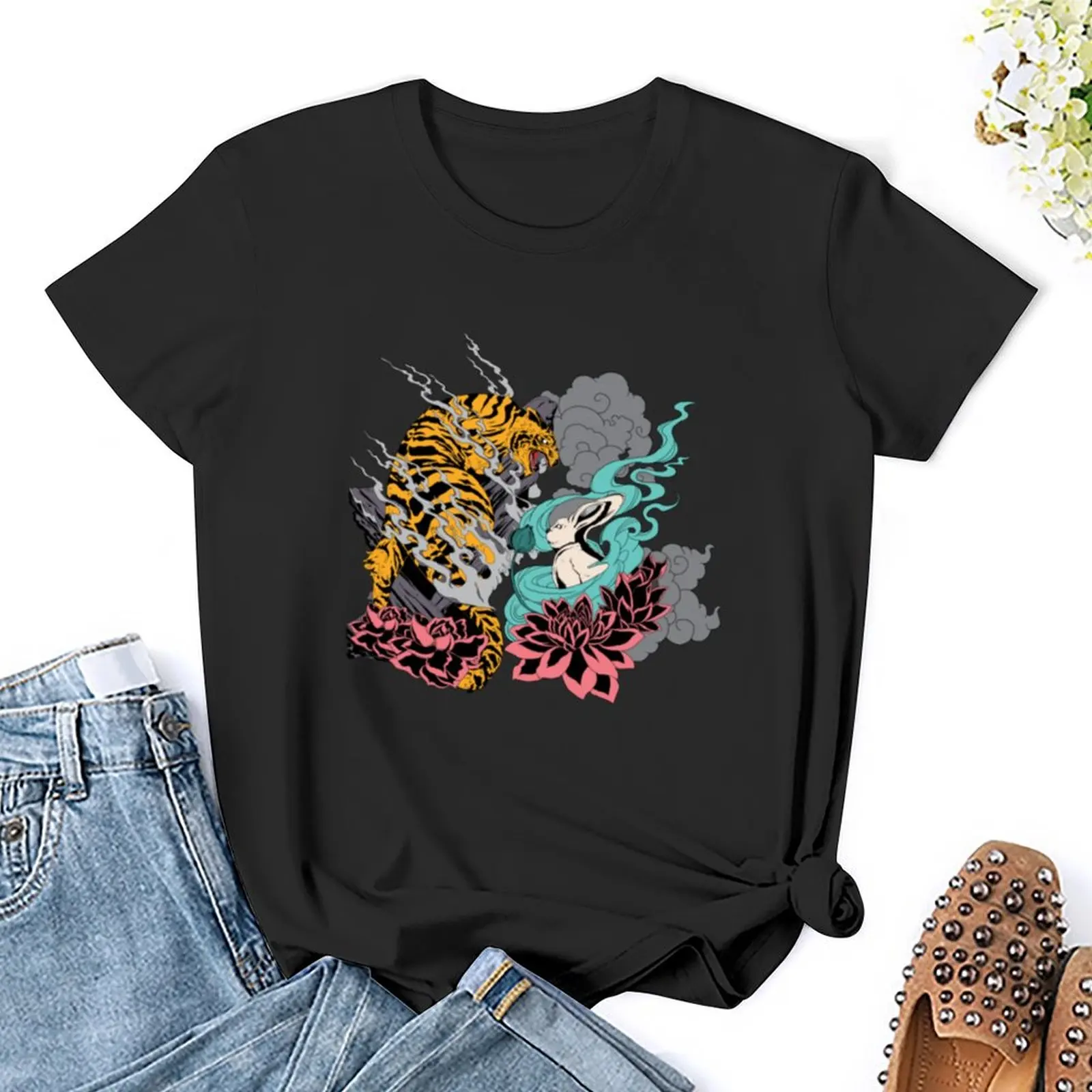 Tijger & Bunny T-Shirt Plus Size Tops Grappige Esthetische Kleding Koreaanse Mode Oversized T-Shirts Voor Vrouwen