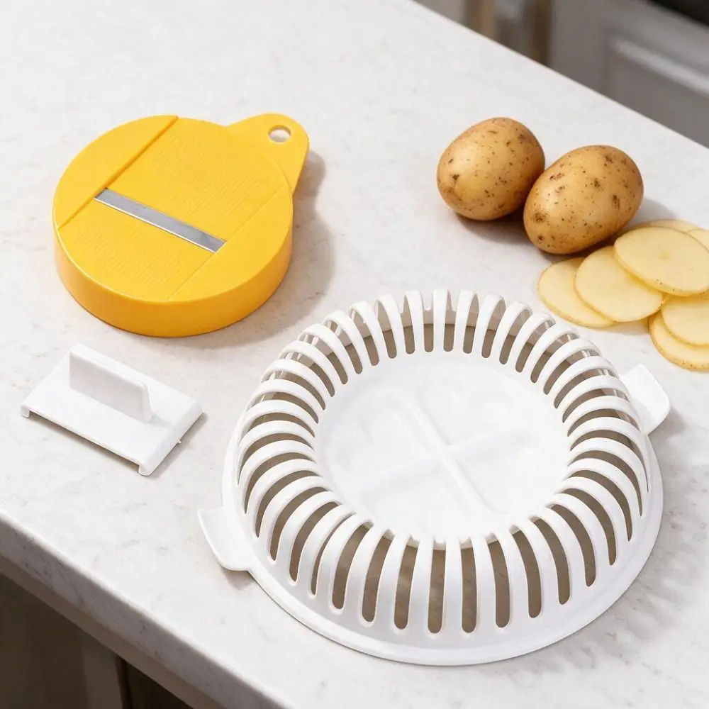 DIY Microwave Potato Chip Maker Set Plastic with Hand Protector Potato Slicing Baking Rack Heat-resistant