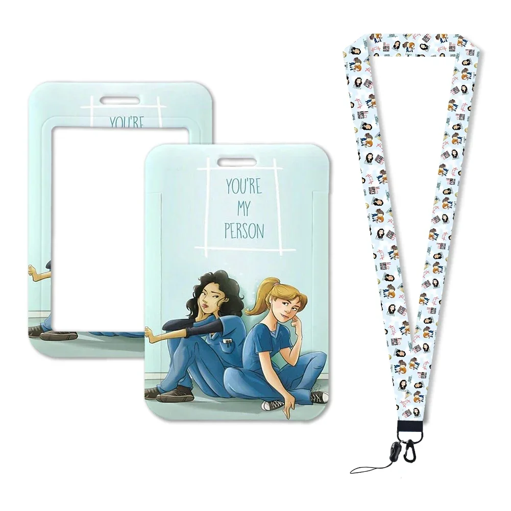 Grey's Anatomy Cartoon cremital Holder portachiavi cordino da collo per Pass Card Anime porta carte di credito portachiavi cinghie