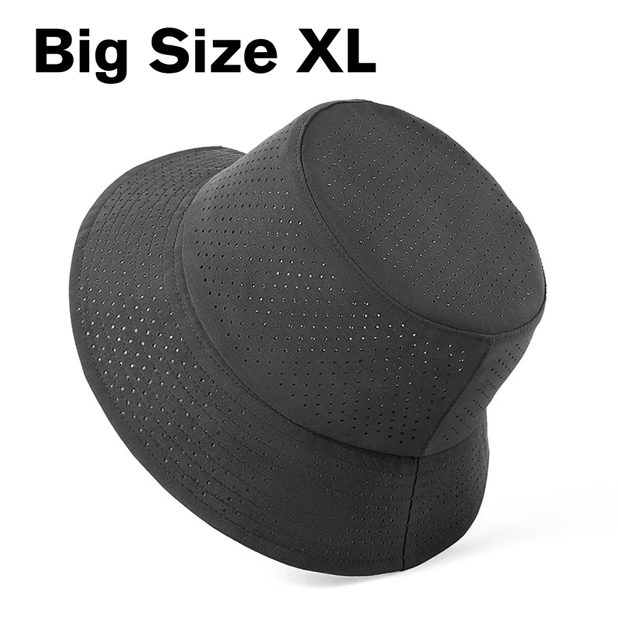 Summer Big Size Mesh Breathable Bucket Hat Quick Drying Thin Hiking Upf 50 Sun Hat Wide Brim Fisherman Cap Bucket Hats XLPanama