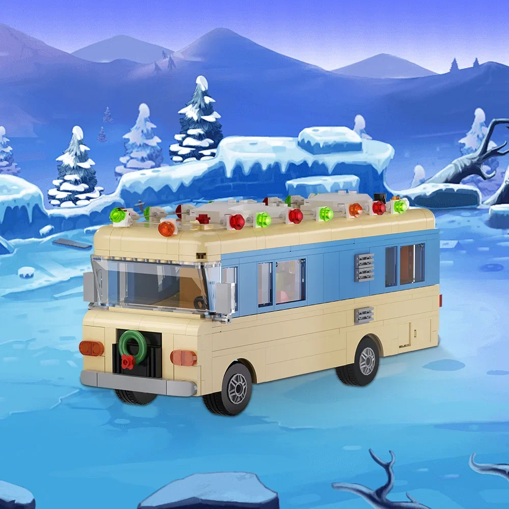 Gobricks MOC Christmas Holiday Film Eddies RV Model Building Blocks with Lights Travel RV Camping RV Assembled Brick Toy Gift