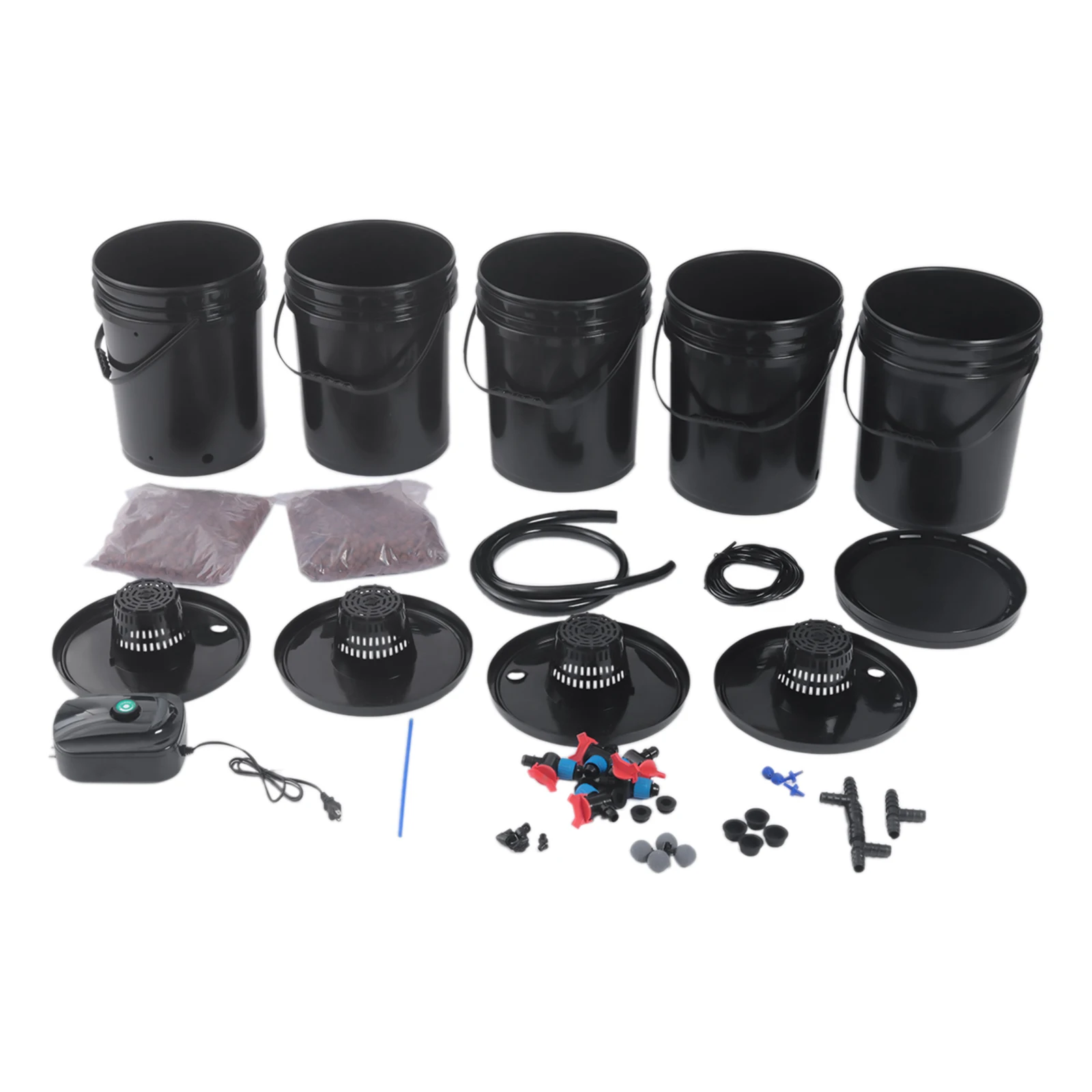 Hydroponic Growing System with 4 Buckets, 5-Gallon Capacity Each, Air Pump & Air Stones for Oxygenated Growth, Soilless